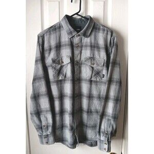 Vans Gray Plaid Mens Button Down Long Sleeve Flannel Shirt Medium